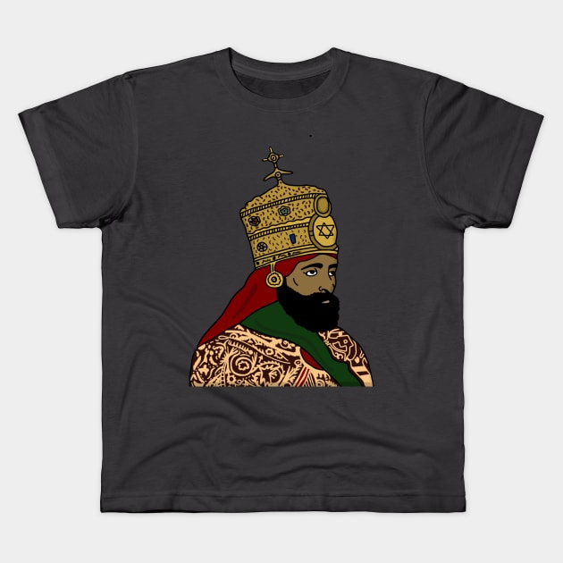 Ethiopia King Rastafari Kids T-Shirt by alzo